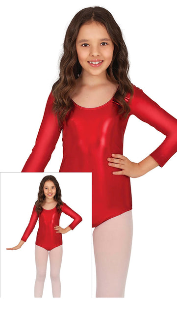 Girl Red Metallic leotard