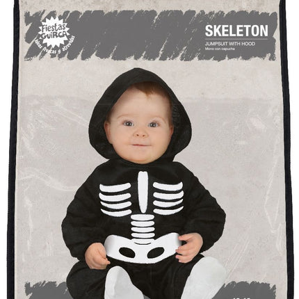 Costume d'Halloween squelette bébé noir et blanc