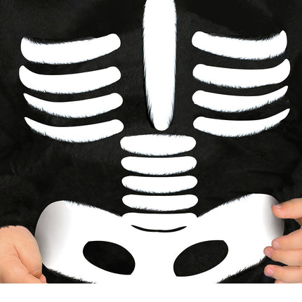 Costume d'Halloween squelette bébé noir et blanc