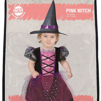 Costume d'Halloween de sorcière rose Bébé