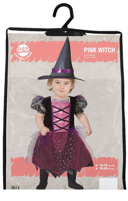 Costume d'Halloween de sorcière rose Bébé