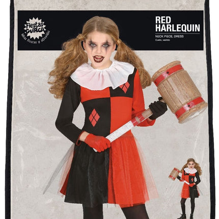 Costume d'Halloween Harlequin enfant noir et rouge