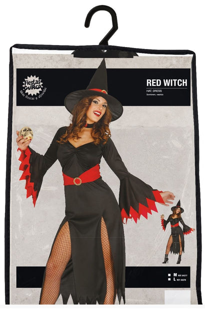 Costume d'Halloween Femme Sorcière Rouge