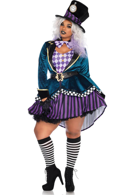 Mad Hatter Costume Purple Green Ladies Leg Avenue