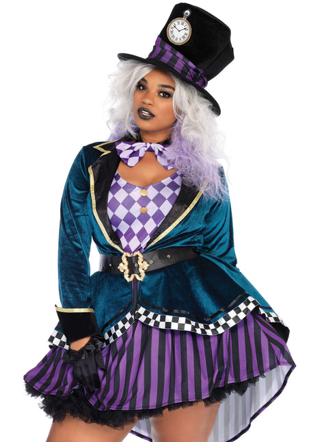 Mad Hatter Costume Purple Green Ladies Leg Avenue