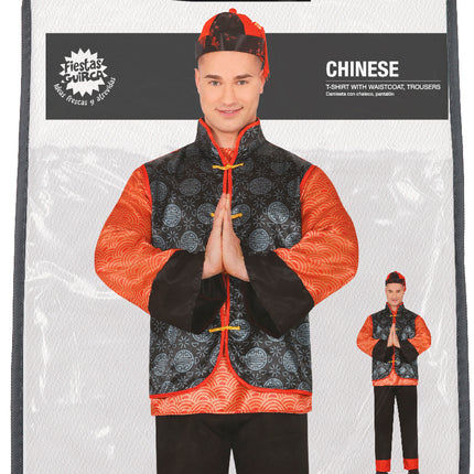 Costume chinois Noir/Rouge Hommes