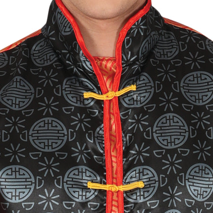 Costume chinois Noir/Rouge Hommes