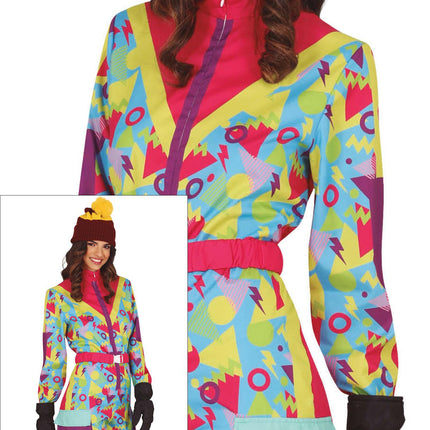 Combinaison de ski Neon 80S Bleu Jaune Dames