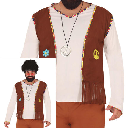 Costume Hippie 60S Hommes Blancs Marrons