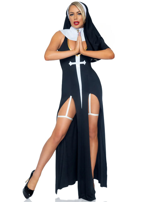 Costume de nonne Noir Blanc Dames Leg Avenue