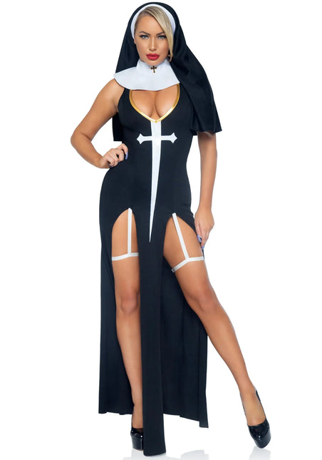 Costume de nonne Noir Blanc Dames Leg Avenue