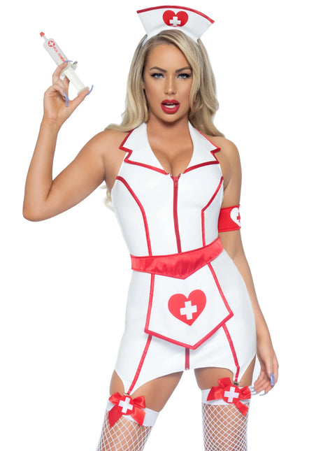 Robe d'infirmière Blanc Rouge Ladies Leg Avenue