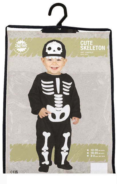 Costume d'Halloween Squelette Bébé Noir Blanc