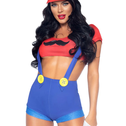 Super Mario Suit Red Blue Ladies Leg Avenue