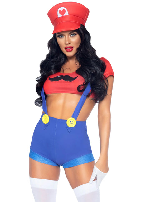 Super Mario Suit Red Blue Ladies Leg Avenue