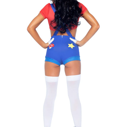 Super Mario Suit Red Blue Ladies Leg Avenue