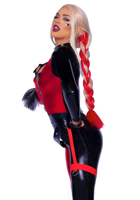 Harley Quinn Catsuit Red Black Women's Leg Avenue