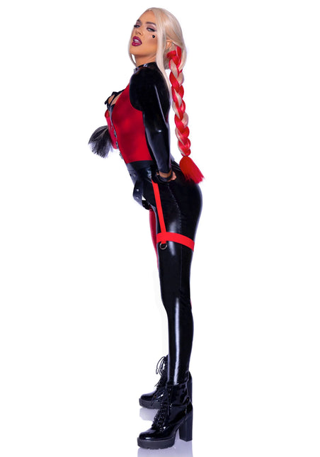 Harley Quinn Catsuit Red Black Women's Leg Avenue