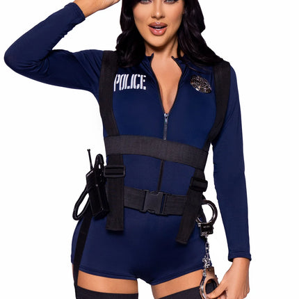 Police Suit Blue Ladies Bodysuit Leg Avenue