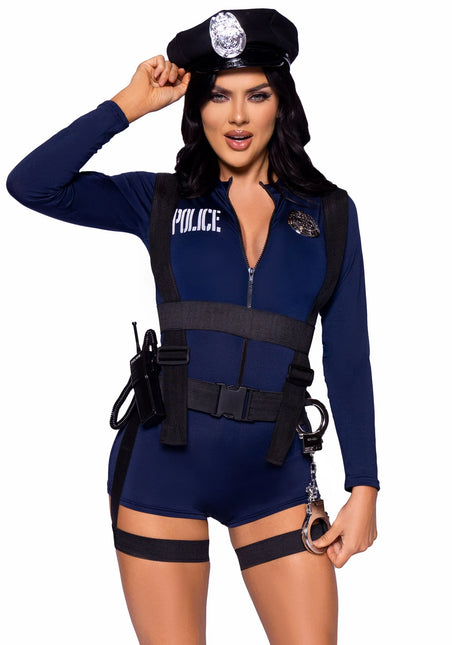 Police Suit Blue Ladies Bodysuit Leg Avenue