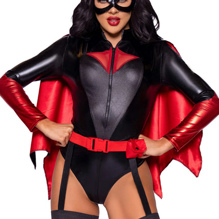 Costume de Batgirl Noir Rouge Bodysuit pour femmes Leg Avenue