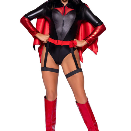 Costume de Batgirl Noir Rouge Bodysuit pour femmes Leg Avenue