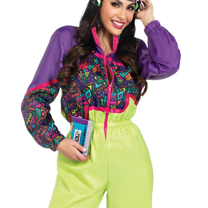 Neon 80S Tracksuit Faulty Purple Green Ladies Leg Avenue