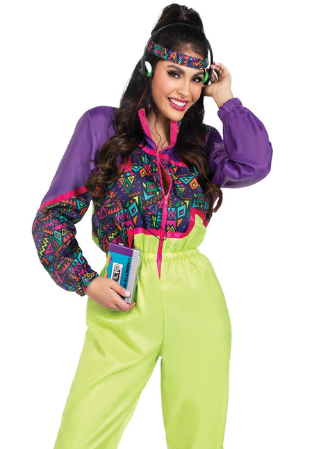 Neon 80S Tracksuit Faulty Purple Green Ladies Leg Avenue