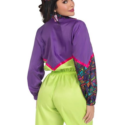 Neon 80S Tracksuit Faulty Purple Green Ladies Leg Avenue