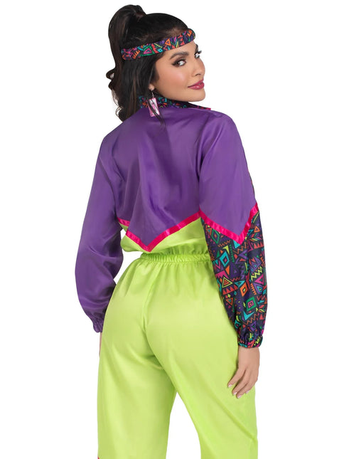 Neon 80S Tracksuit Faulty Purple Green Ladies Leg Avenue