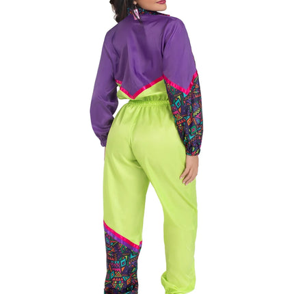 Neon 80S Tracksuit Faulty Purple Green Ladies Leg Avenue