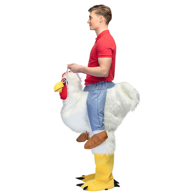 Les hommes en costume de poulet me portent