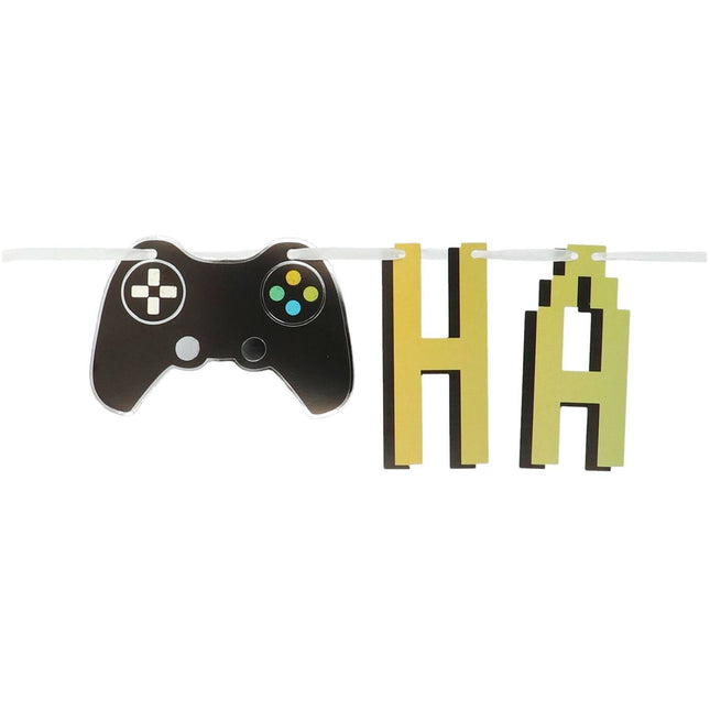 Guirlande de lettres Happy Birthday Gaming Party 1.5m