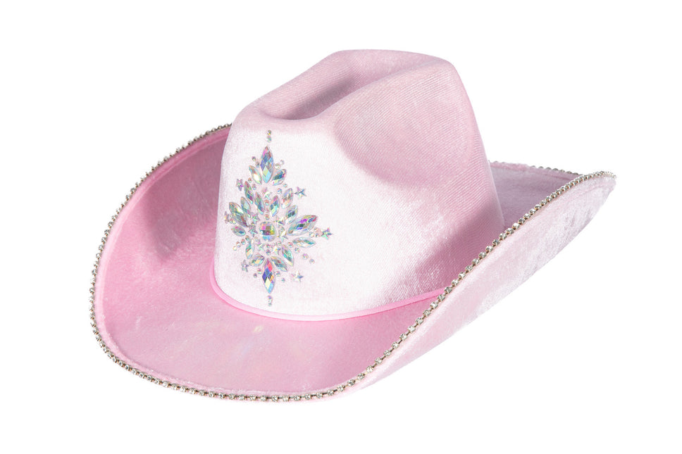 Chapeau de cow-boy avec strass rose