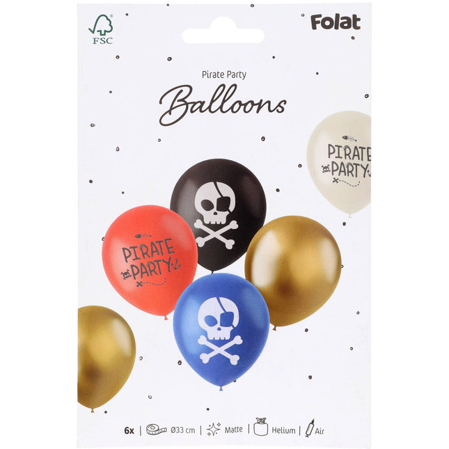 Ballons en latex - Fête des pirates - 33 cm - 6 pièces