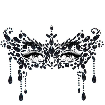 Autocollants de visage noir Masquerade Strass