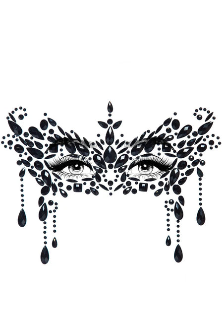 Autocollants de visage noir Masquerade Strass