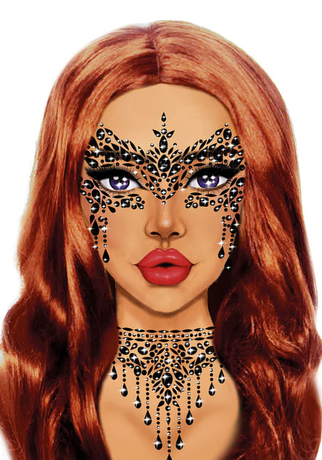 Autocollants de visage noir Masquerade Strass