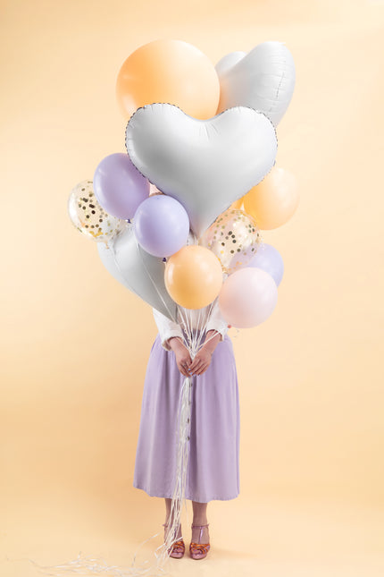 Ballon de baudruche Coeur, 75x64.5 cm, blanc