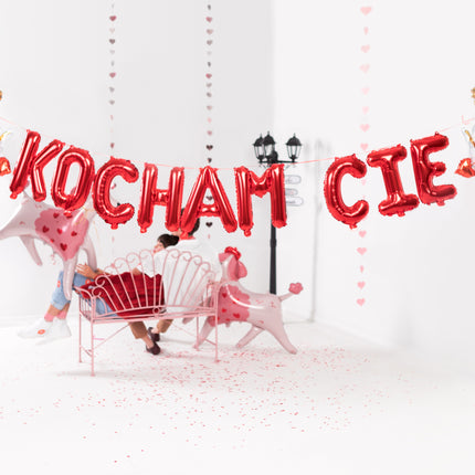 Ballon de baudruche Kocham Cię, 285x40 cm, rouge