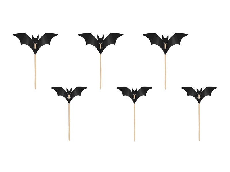 Bâtons de cocktail Halloween Chauve-souris 5cm 6pcs