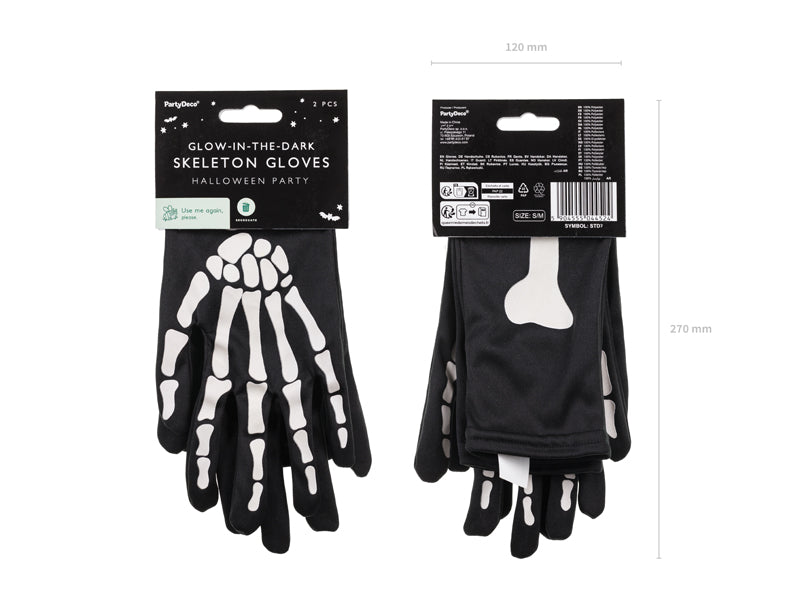 Gants d'halloween Squelette phosphorescent