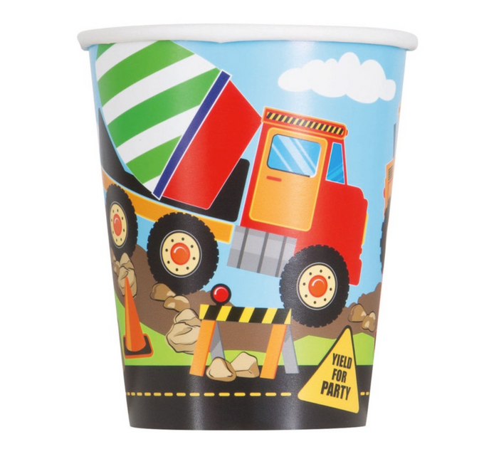 Construction Party cups 266ml 8pcs