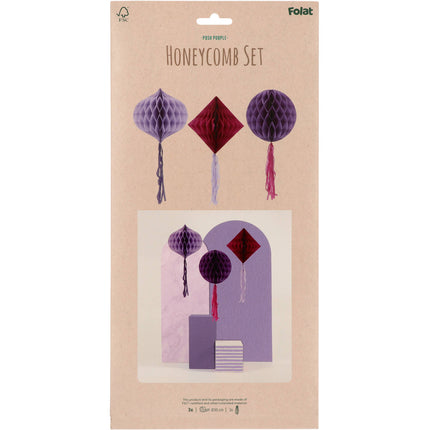 Nid d'abeilles violet 30cm 3pcs