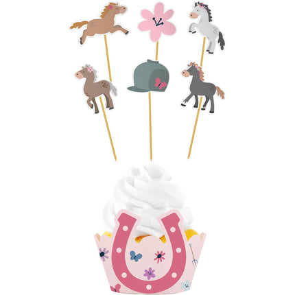 Garnitures de cupcake cheval 12 pièces