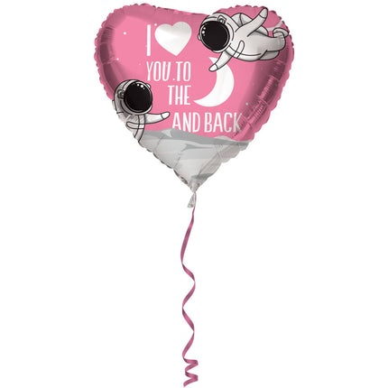 Ballon de baudruche rose 'I Love You To The Moon And Back' - 45cm