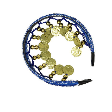 Blauwe Hoofdband Gouden Munten - Partywinkel - 8434077137727