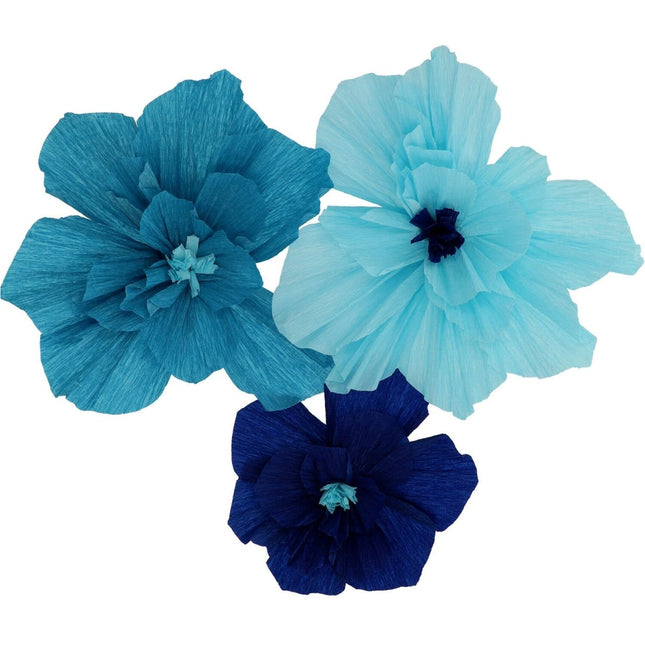 Bloemen Tafeldecoratie Blauw 30cm 3st - Partywinkel - 8714572243223