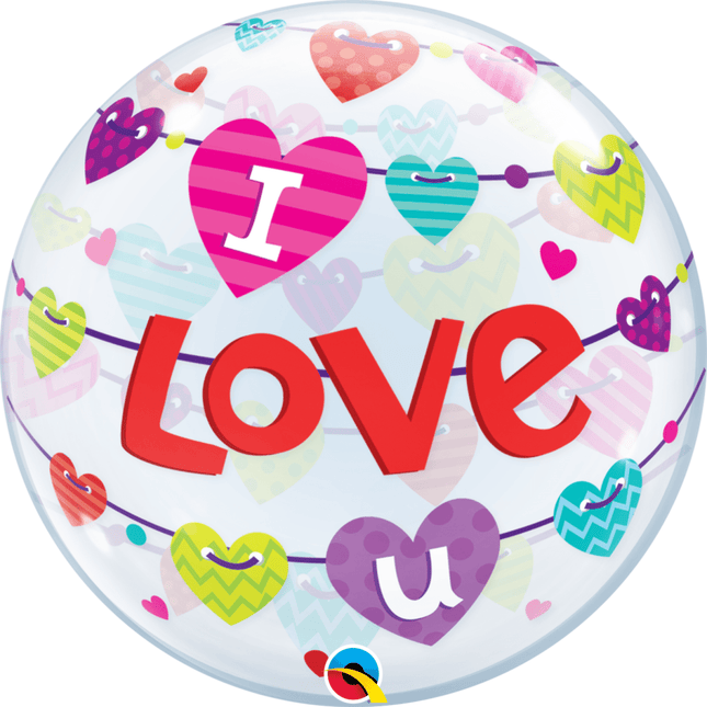 Bubbles Ballon 'I Love You' Hartjes - 56 cm - Partywinkel - 71444460477