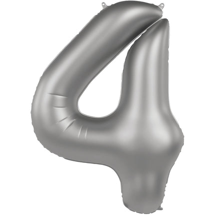 Ballon de baudruche Figure 4 Argent Satiné 86cm Vide